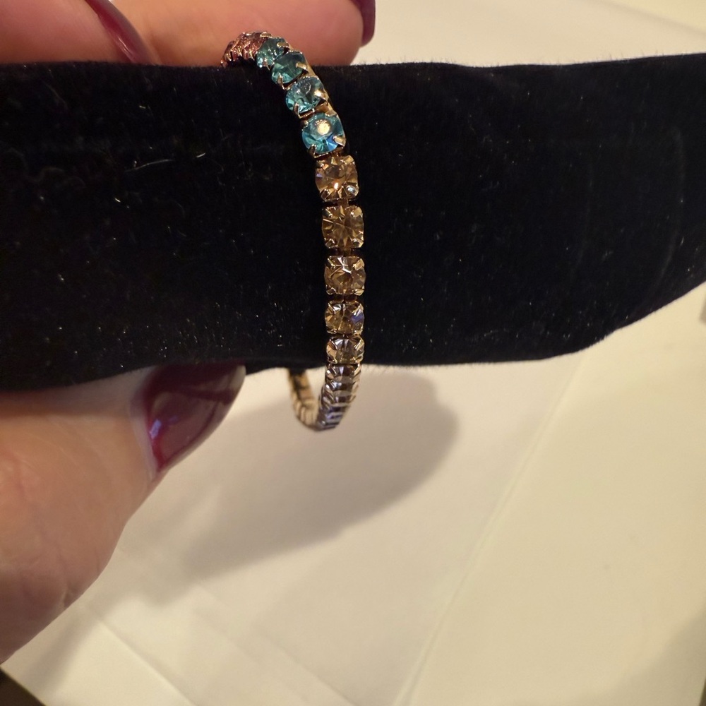 J. Crew Gold Bracelet with Multicolor Accents, rainbow crystal stones! Gorgeous - Picture 8 of 14